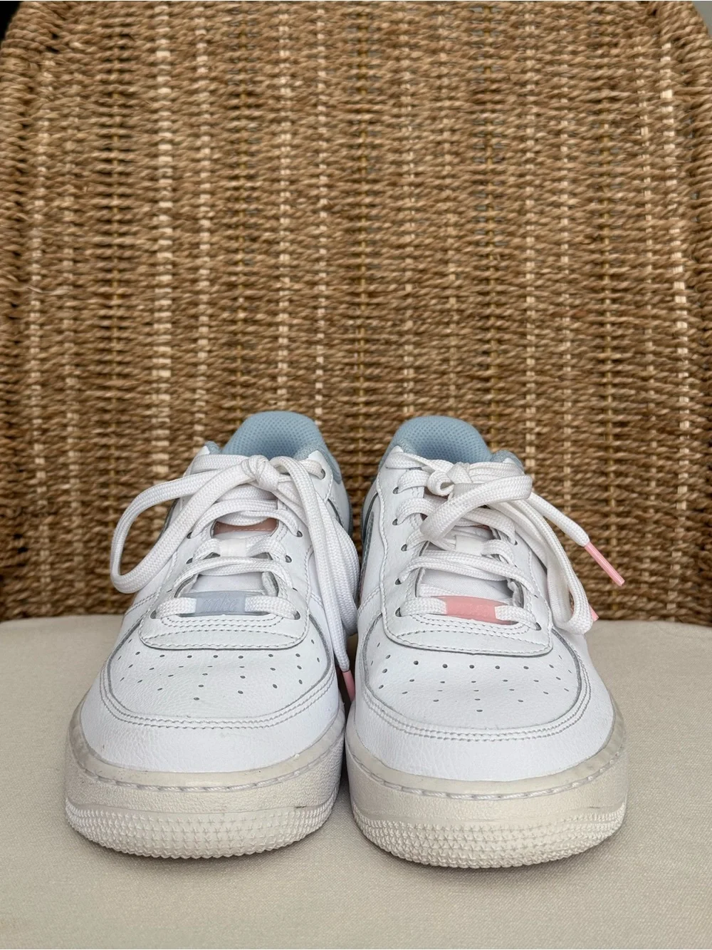 Nike Air Force 1 Low LV8 White with Pastel Pink & Blue-Size 7Y (8.5 Women’s)